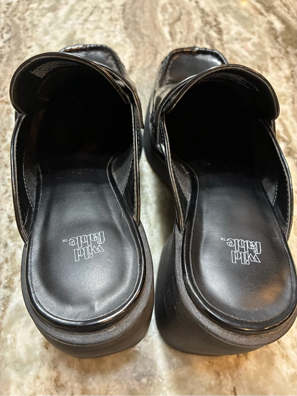 wild fable Black patent leather Platform Block Heel Mule Clog Size 7